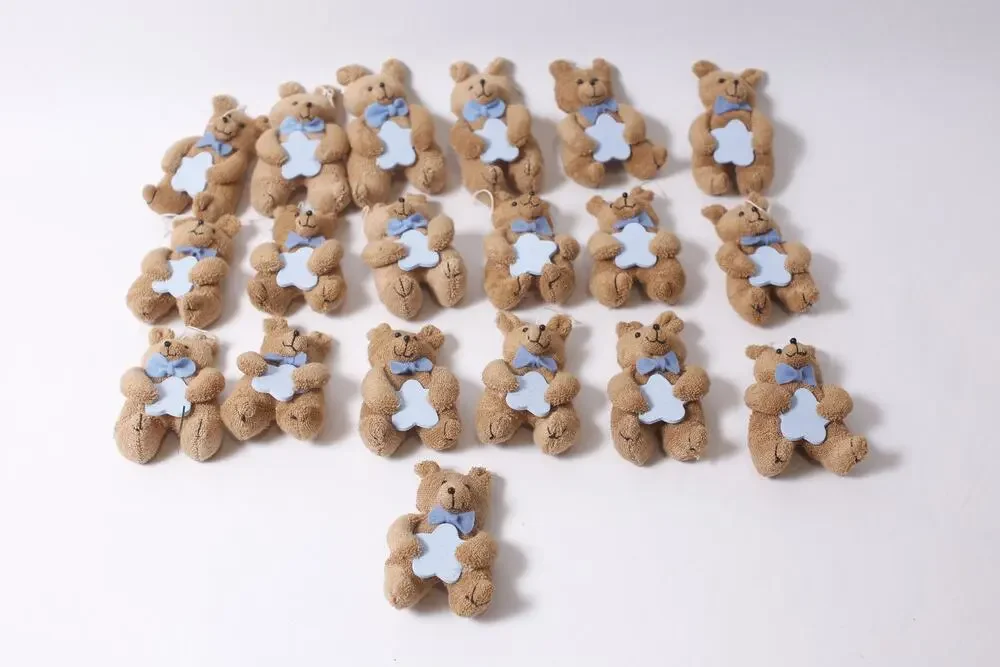 Cute Small Teddy Bears Holding Stars Plush Ornaments Set of 19 ~ 260209-WH 968